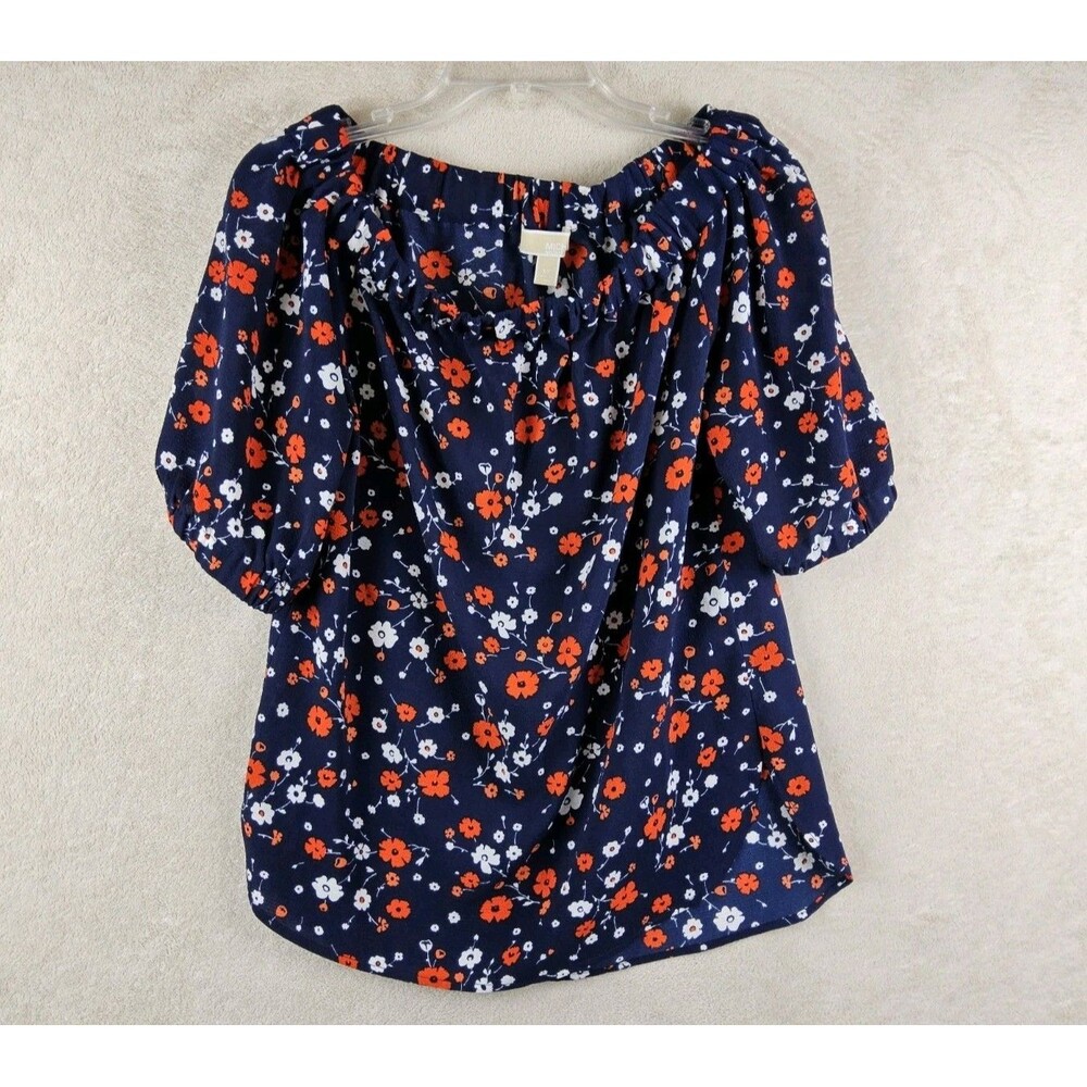 Michael Kors MK Women’s Floral Off Shoulder Elbow Sleeve Top Size XS